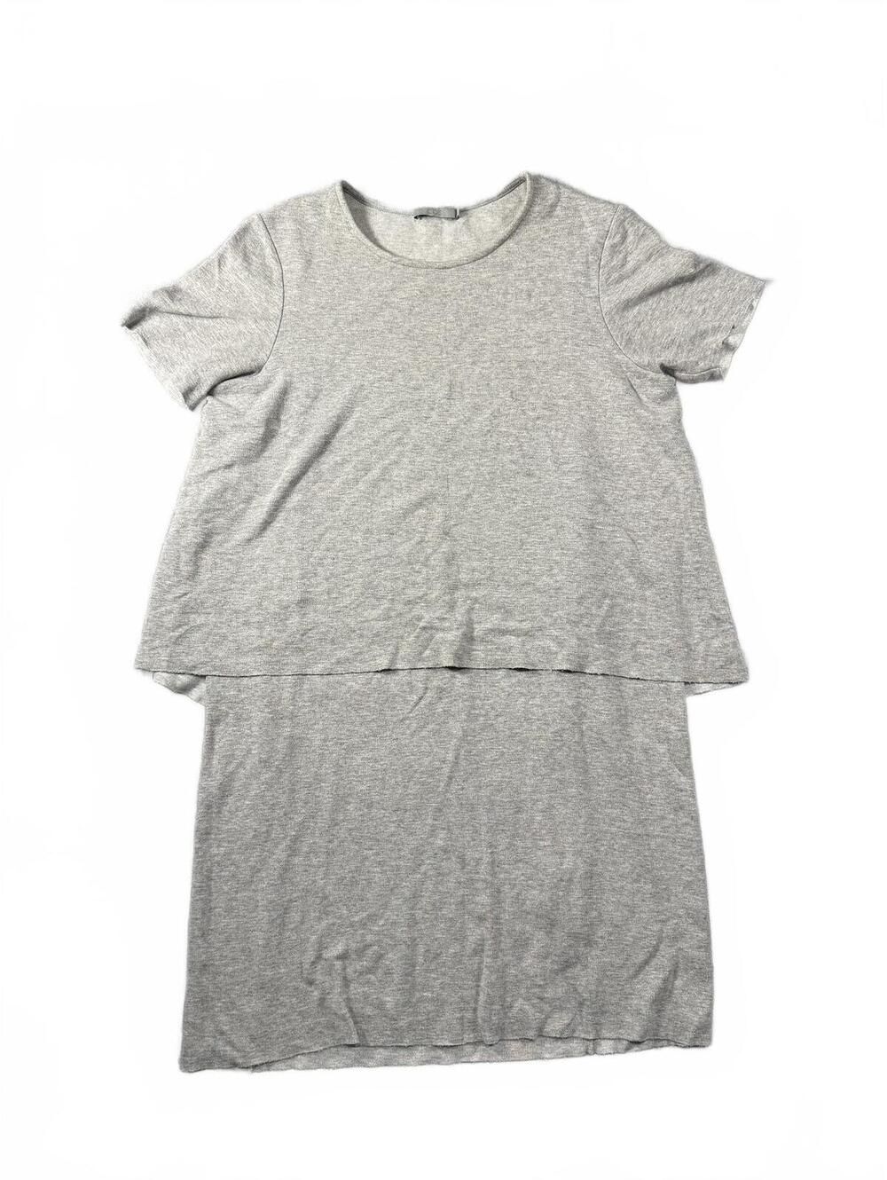 COS Gray Layered Hem Shift Dress Minimalist Short Sleeve Size Small